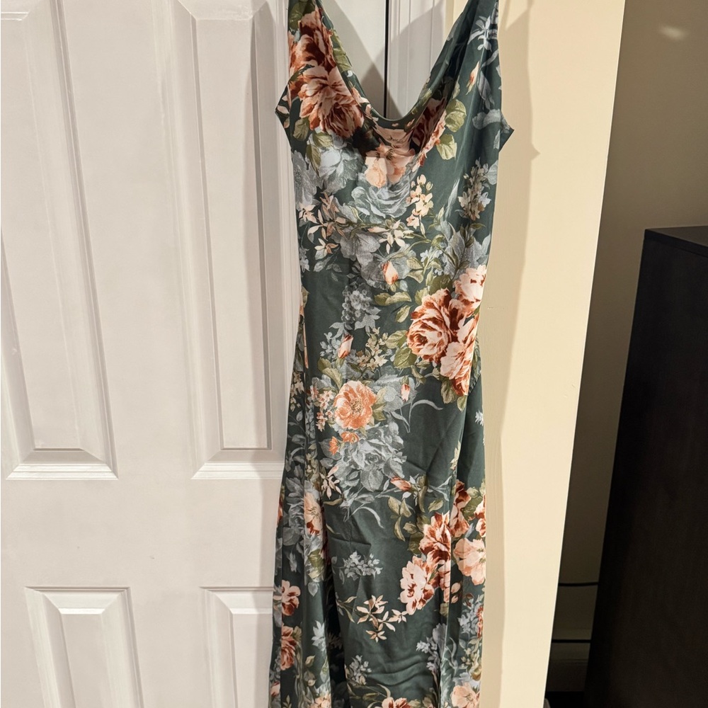 Floral Green Sleeveless Dress